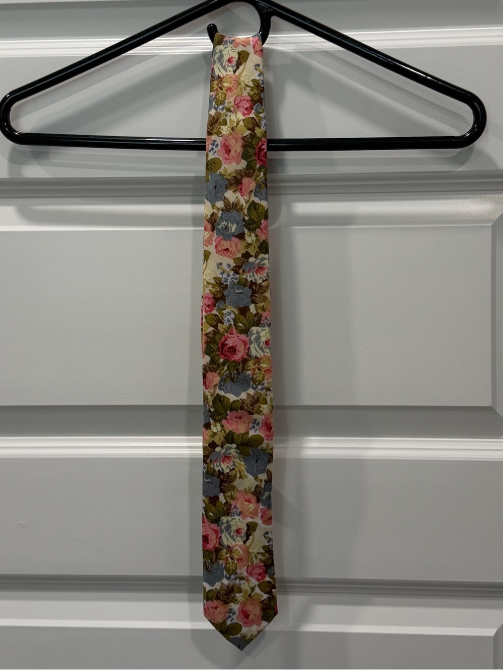 Otis & Oliver Floral Print Cotton Tie - Pink & Green
